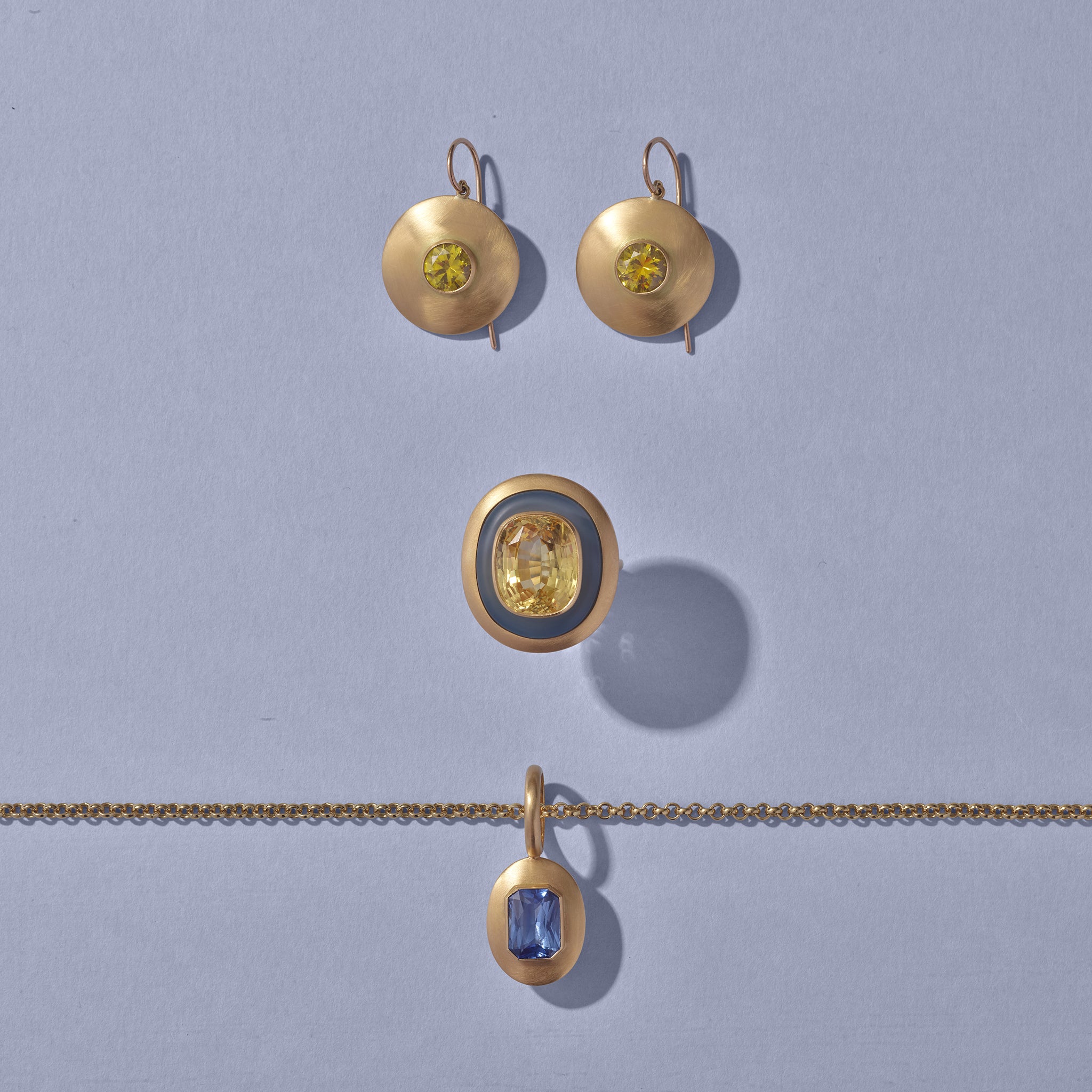 Amun-Ra Yellow Sapphire, Chalcedony and Gold Ring