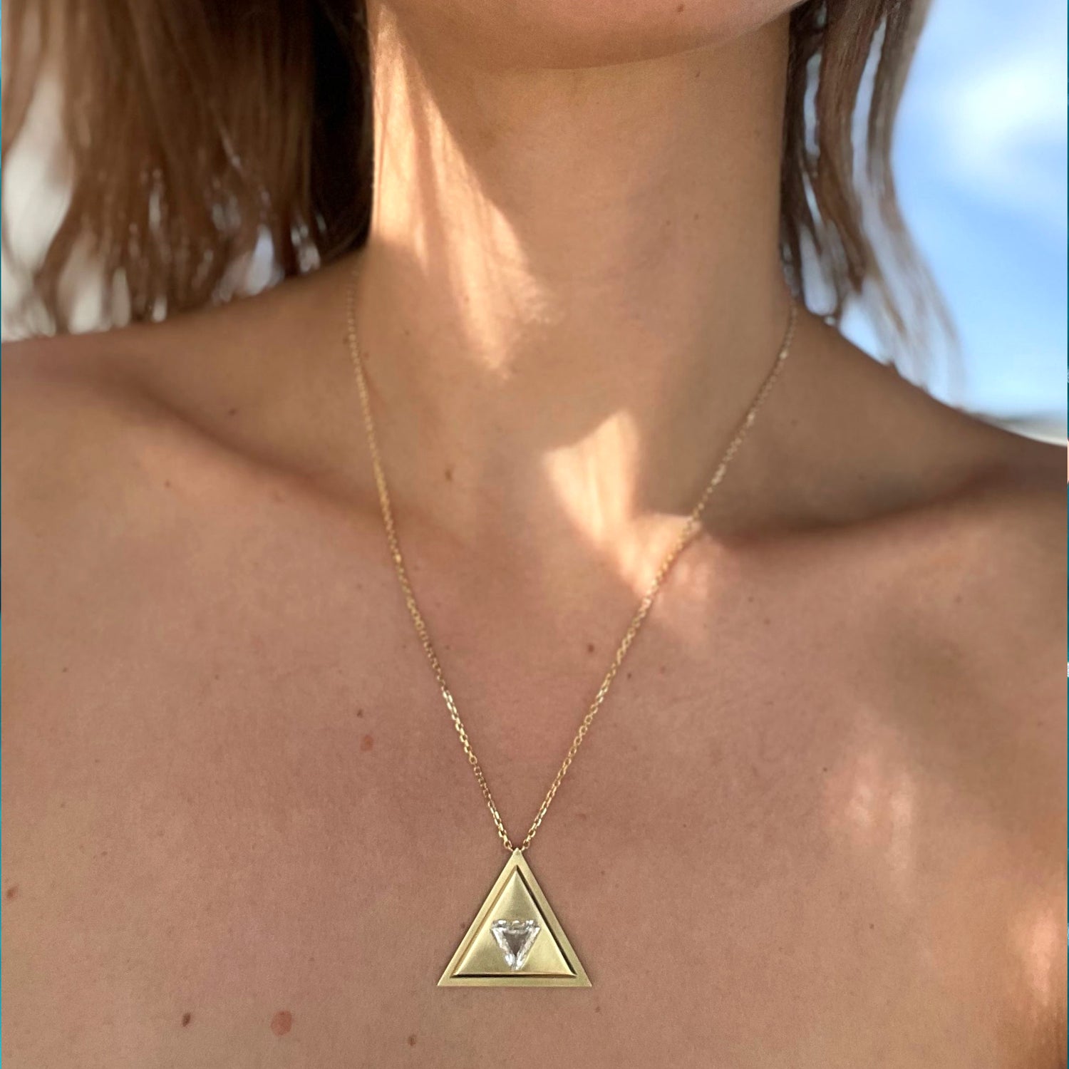 Triangle Diamond and Gold Pendant