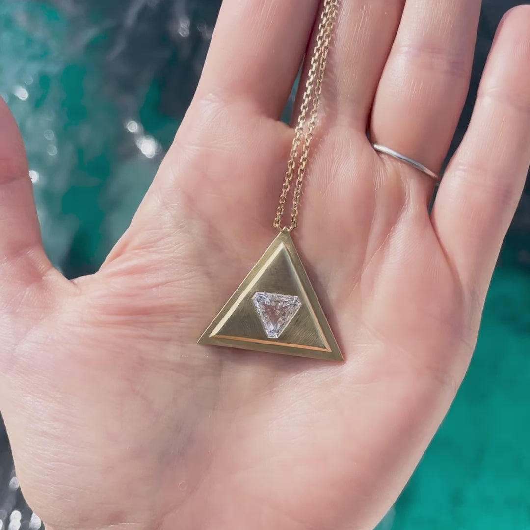 Triangle Diamond and Gold Pendant