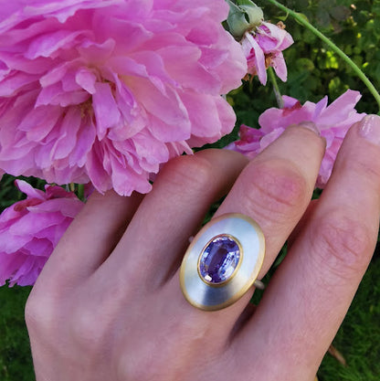 Skuld Lilac Sapphire, Platinum and Gold Ring