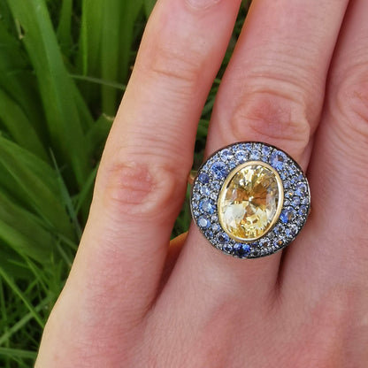 Bespoke Yellow and Blue Sapphire Ring