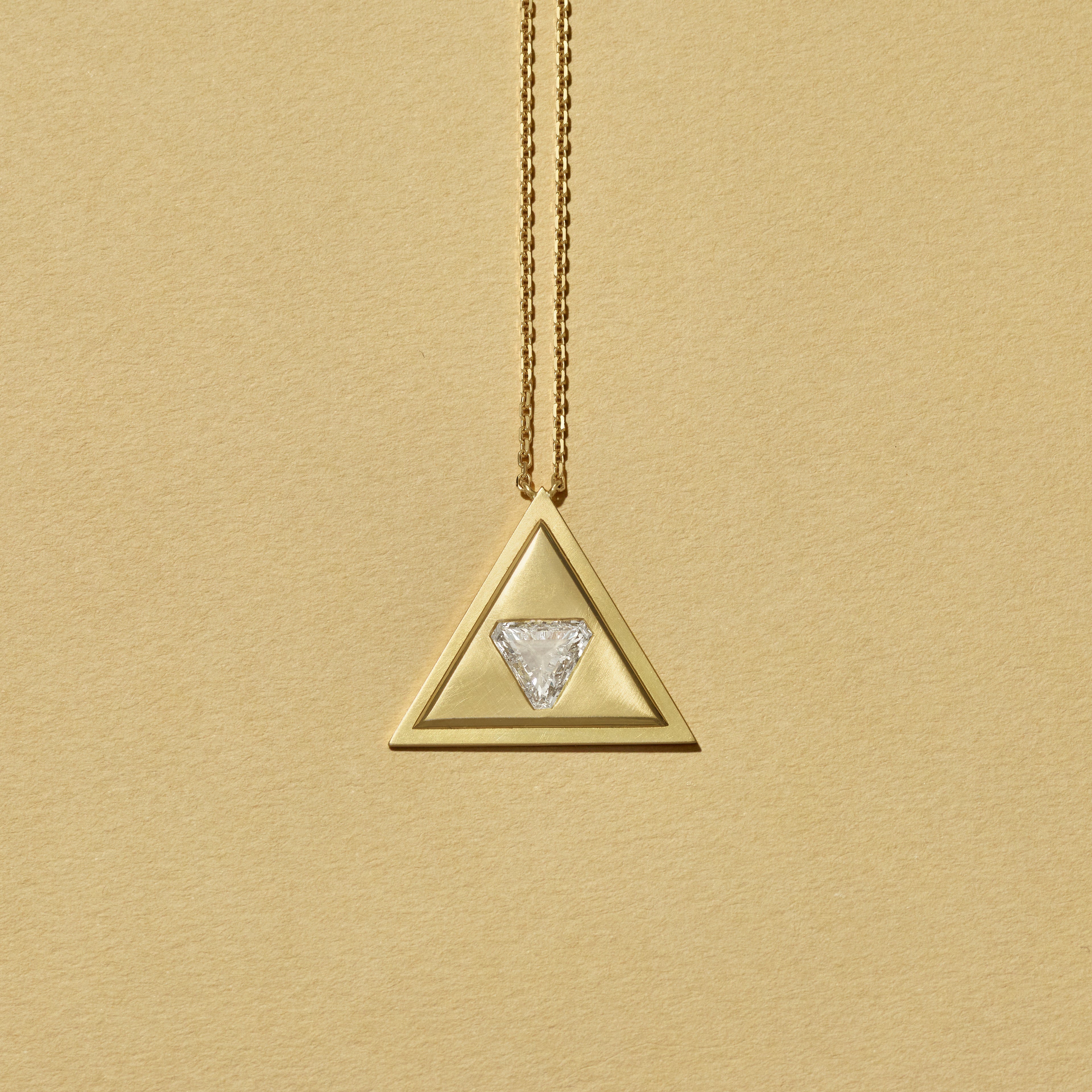 Triangle Diamond and Gold Pendant