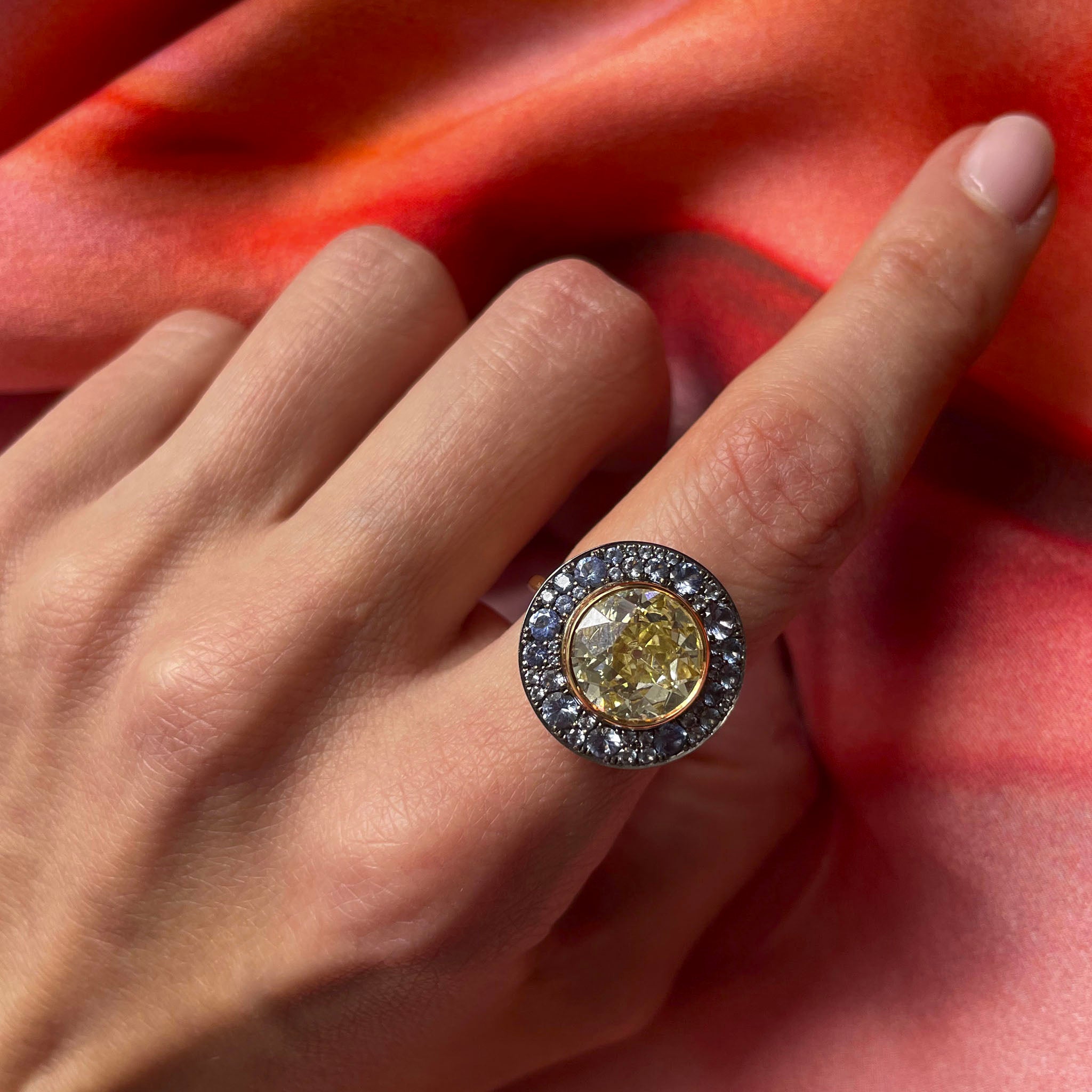 Venus Yellow Diamond and Sapphire Ring