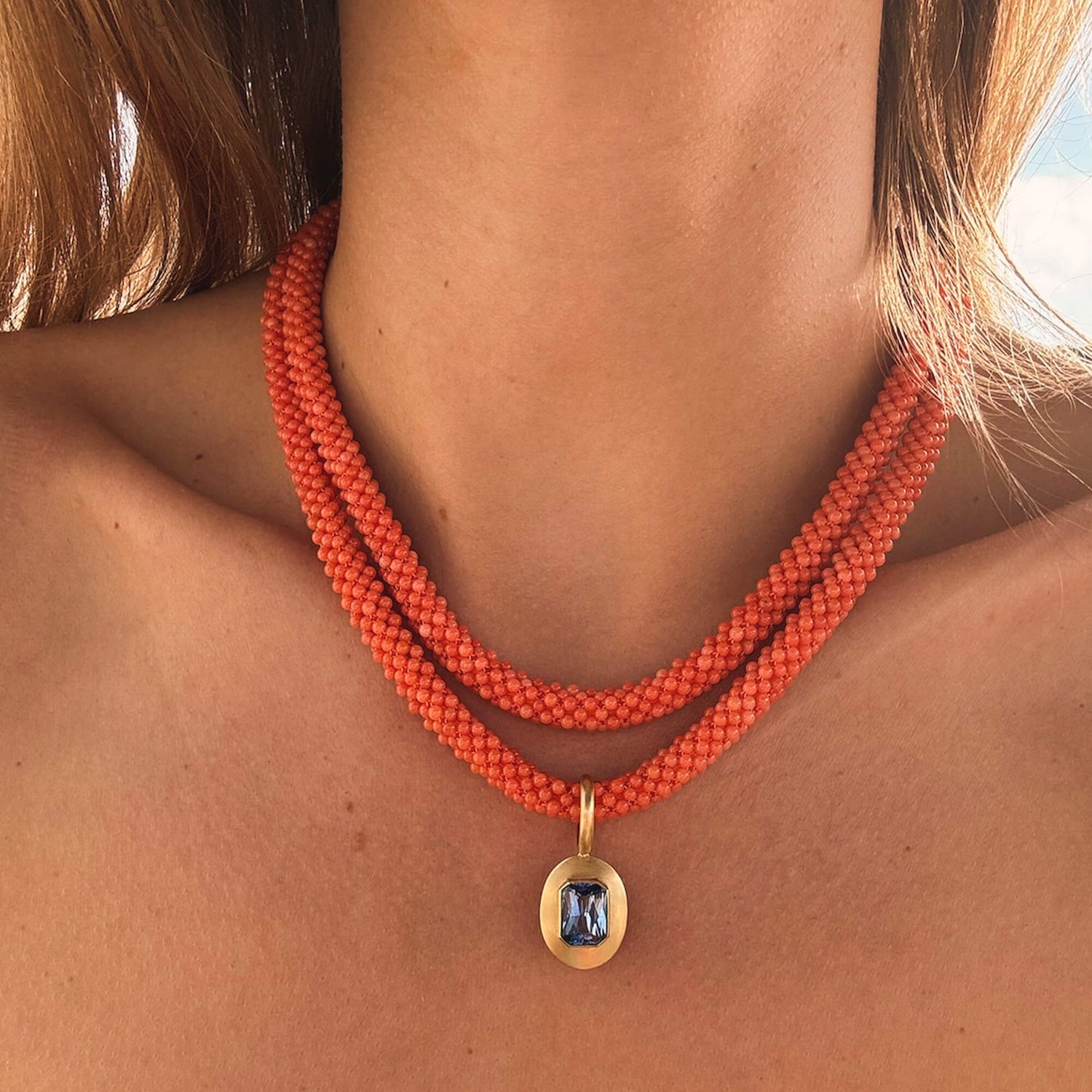 Serpa Coral and Gold Necklace