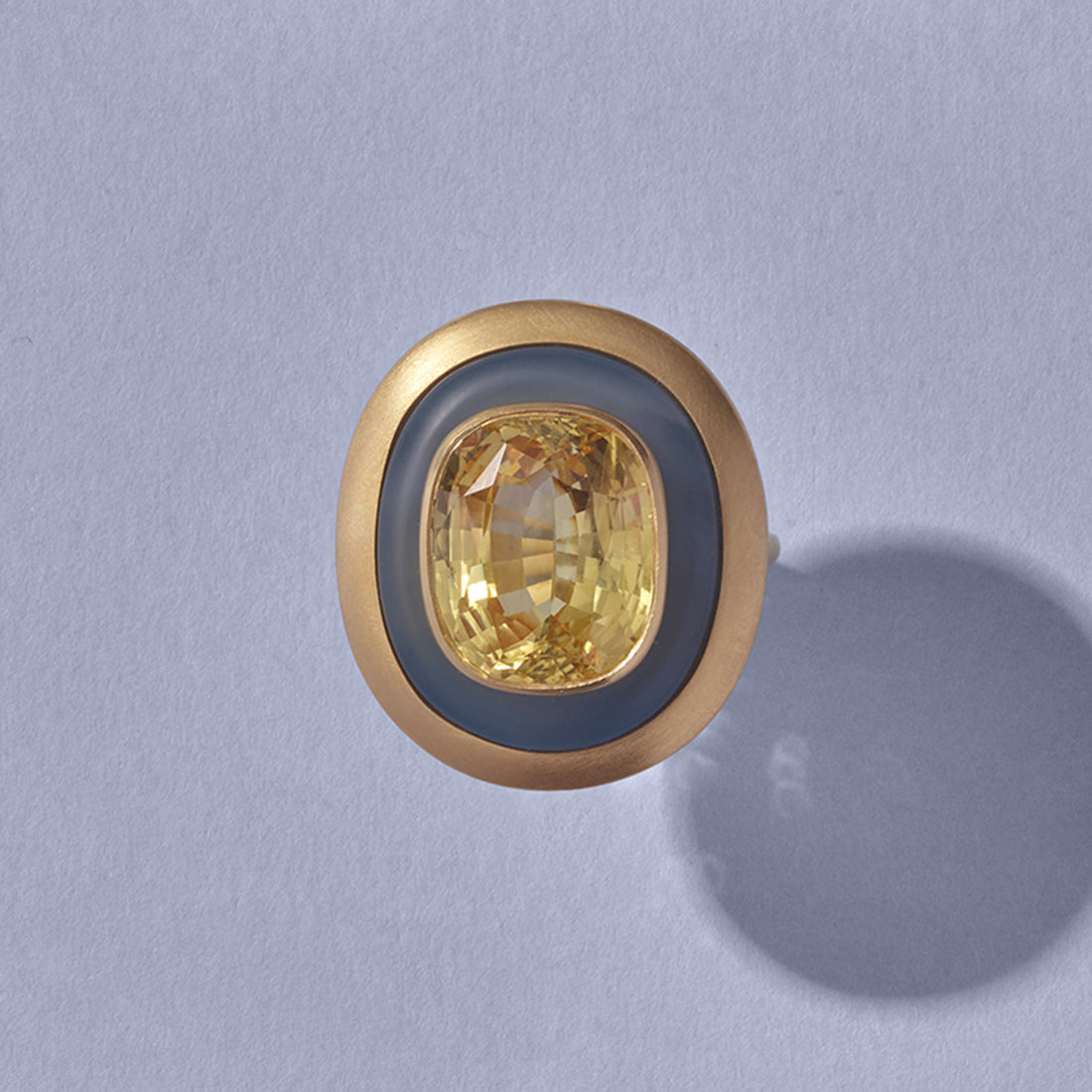 Amun-Ra Yellow Sapphire, Chalcedony and Gold Ring