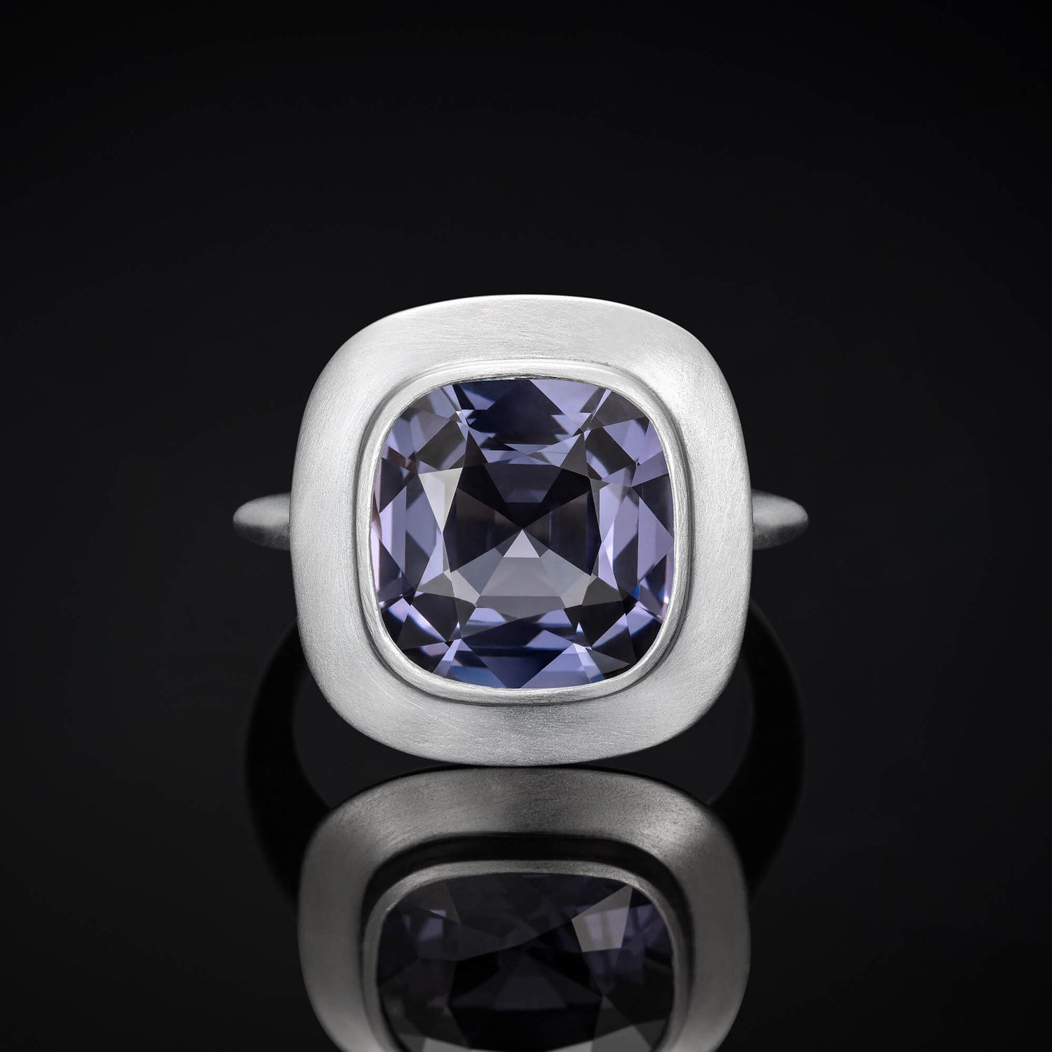 Selene Purple Spinel and Platinum Ring