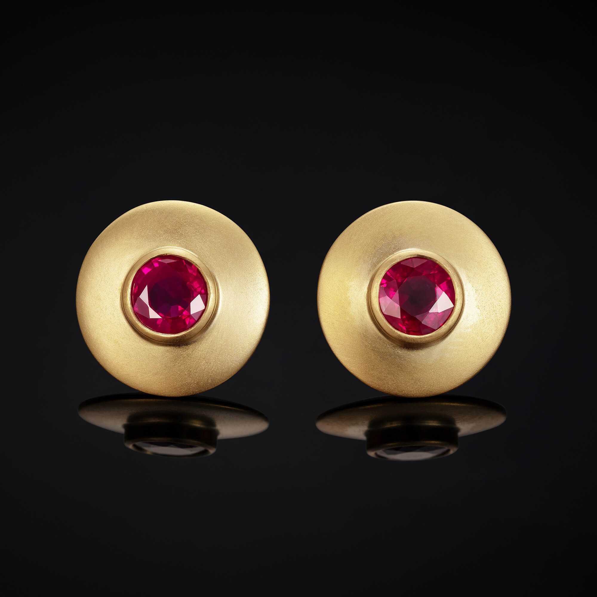 Apsara Ruby and Gold Stud Earrings