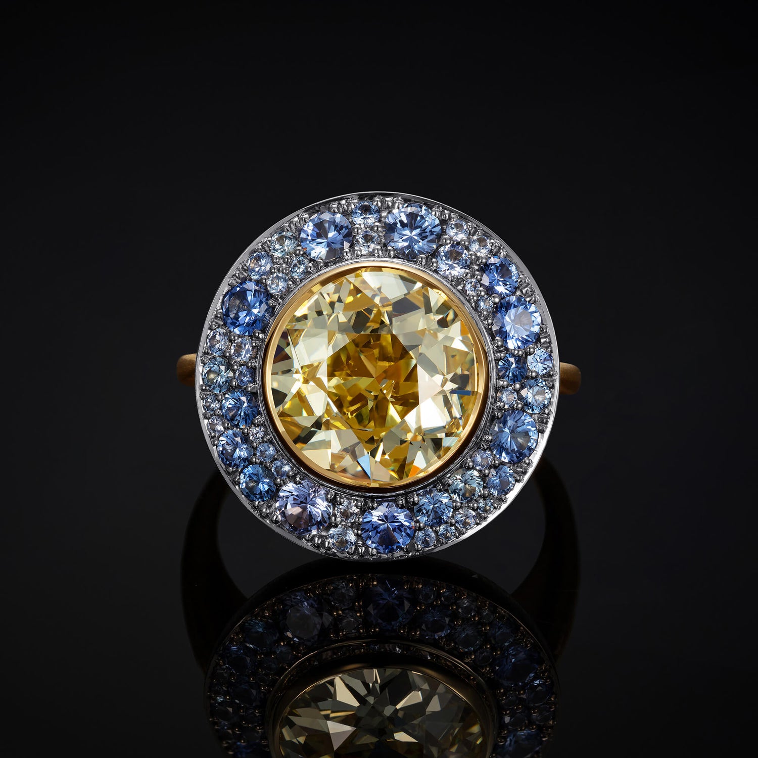 Venus Yellow Diamond and Sapphire Ring