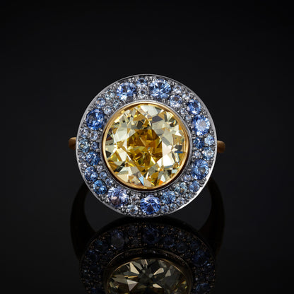 Venus Yellow Diamond and Sapphire Ring