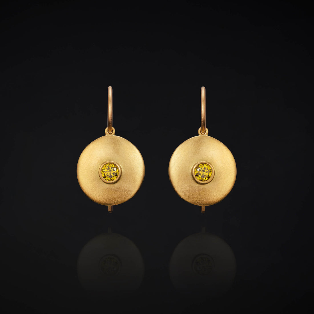 Apsara Drop Yellow Diamond and Gold Earrings