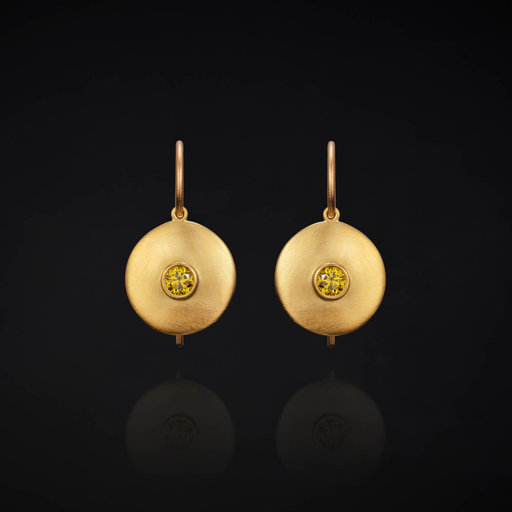 Apsara Drop Yellow Diamond and Gold Earrings