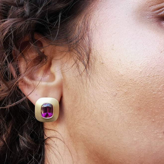 Ashvin Garnet and Gold Earstuds