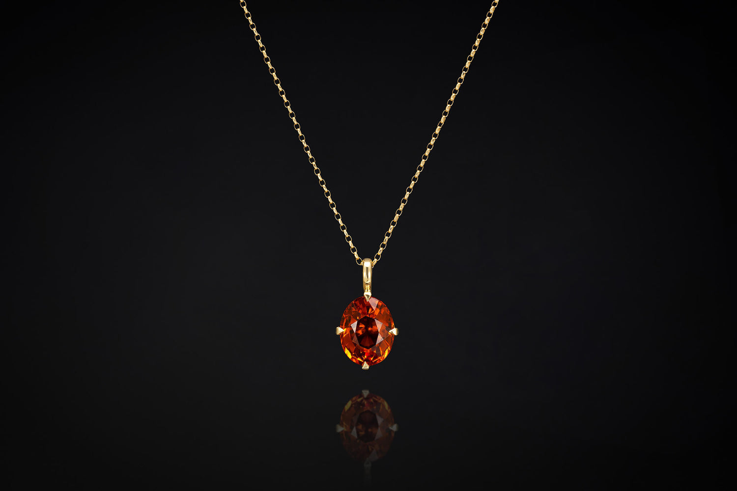 Hessonite Garnet and Gold Pendant