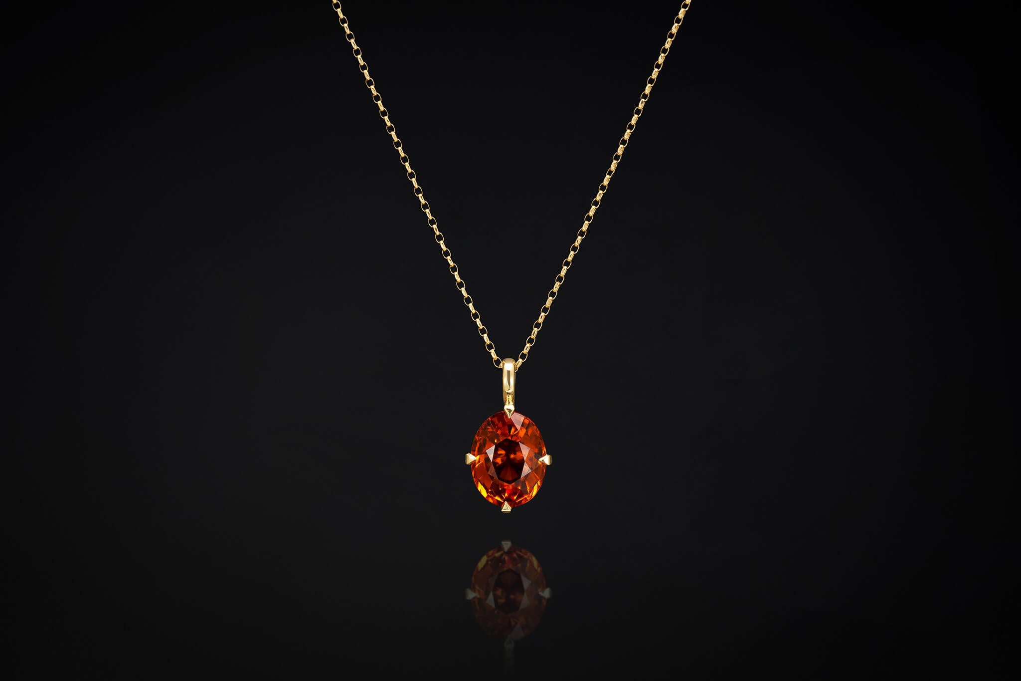 Hessonite Garnet and Gold Pendant