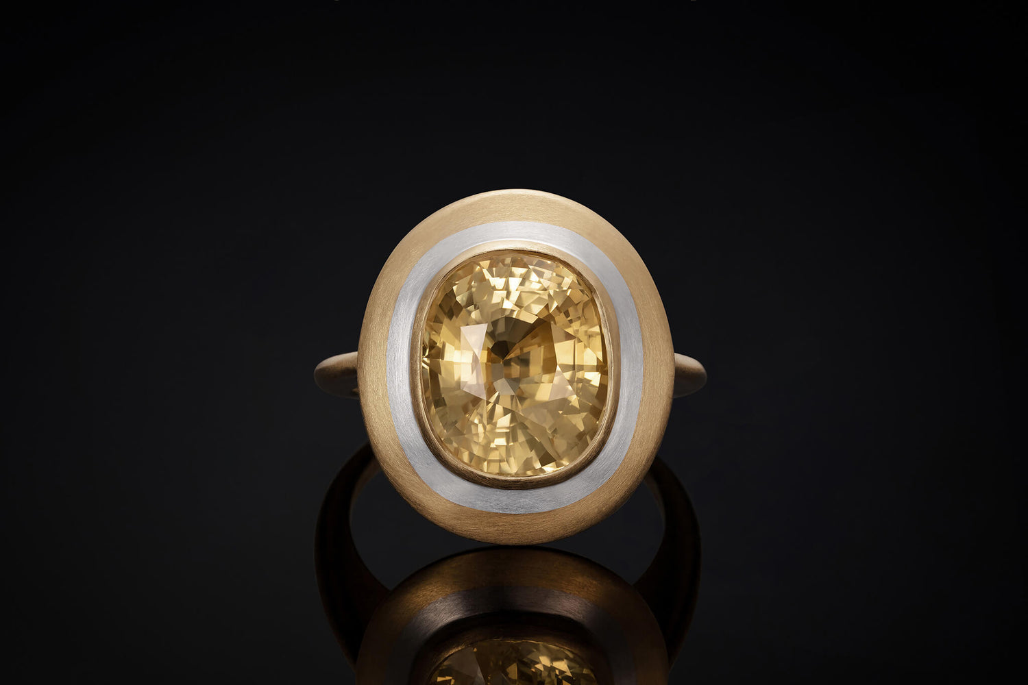 Yellow Sapphire Platinum and Gold Ring