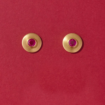 Apsara Ruby and Gold Stud Earrings