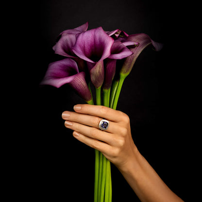 Selene Purple Spinel and Platinum Ring