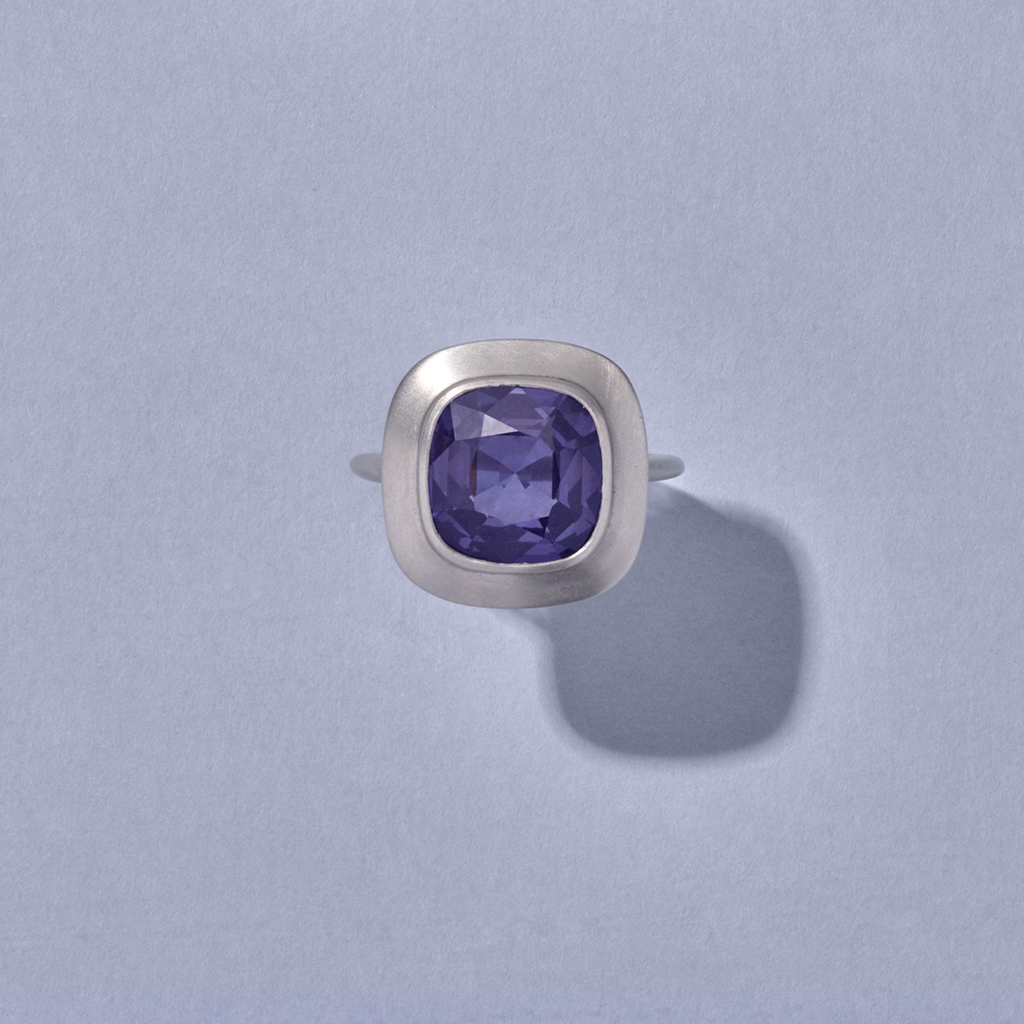 Selene Purple Spinel and Platinum Ring