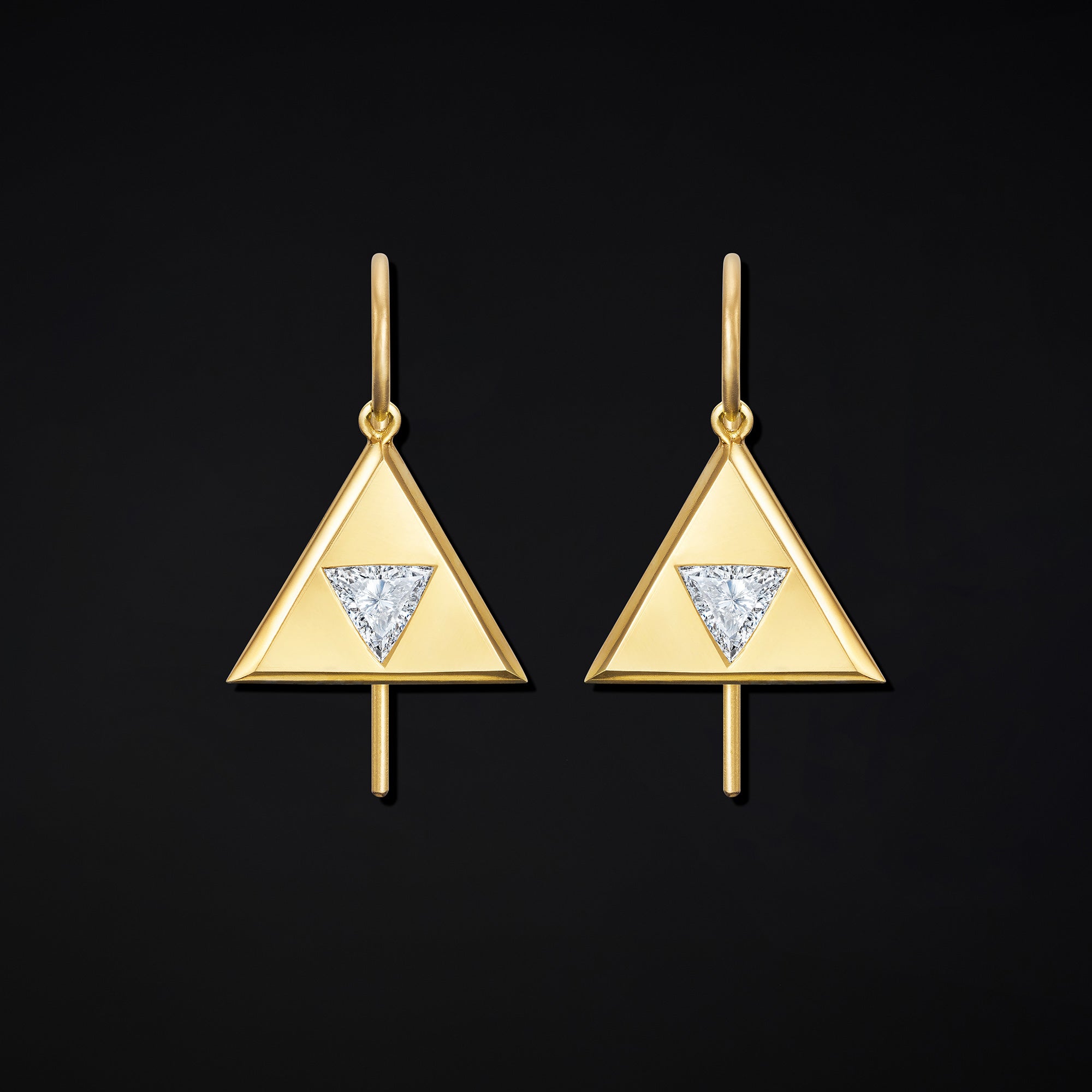 Triangle Diamond and Gold Earrings