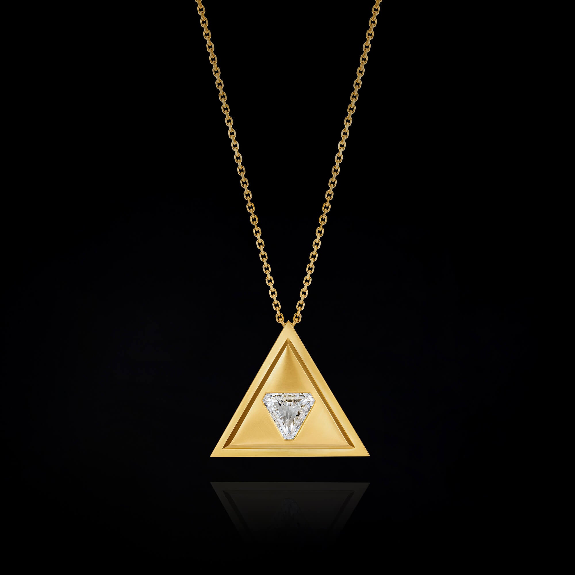 Triangle Diamond and Gold Pendant