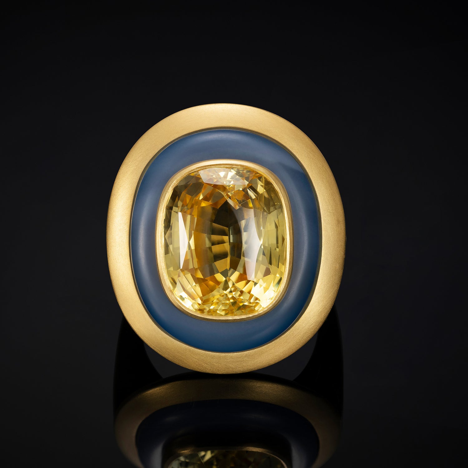 Amun-Ra Yellow Sapphire, Chalcedony and Gold Ring