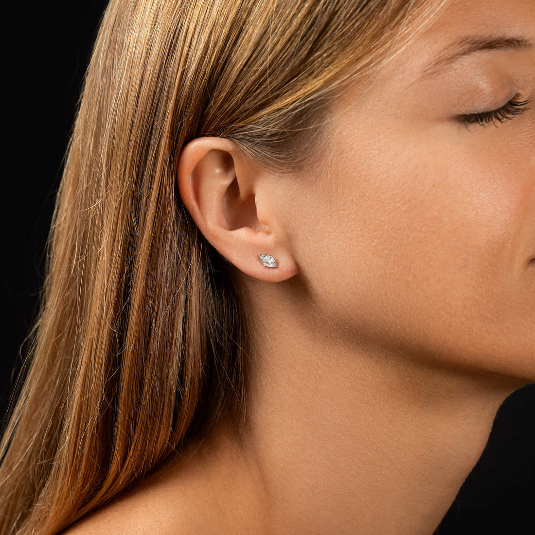 Little Diamond and Platinum Petal Studs