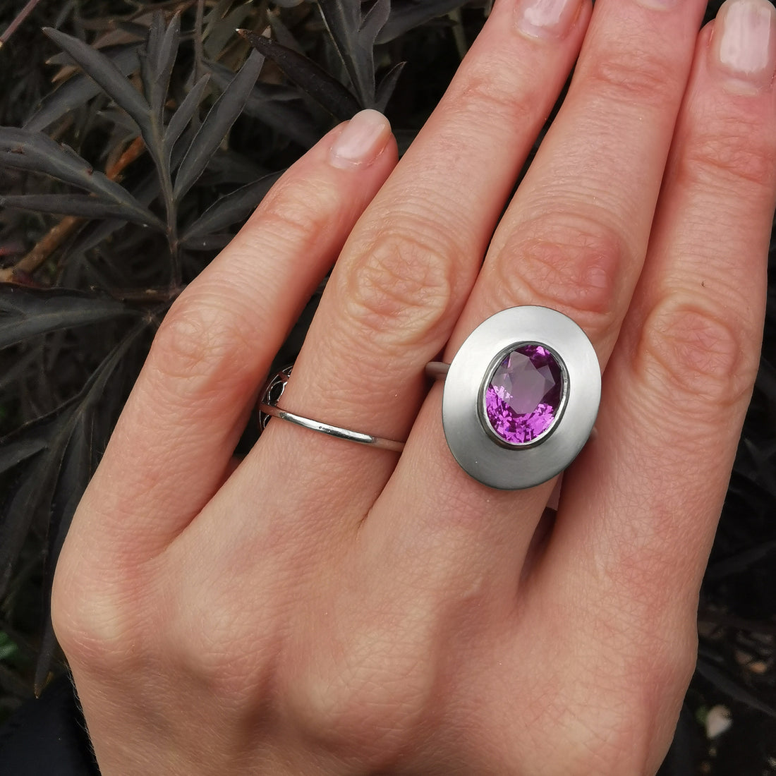 Sarasvati Purple Sapphire and Platinum Ring