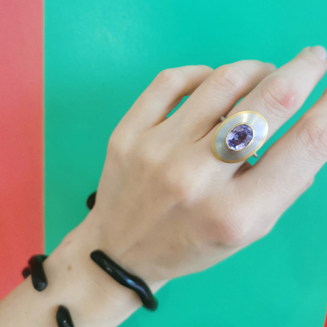 Skuld Lilac Sapphire, Platinum and Gold Ring