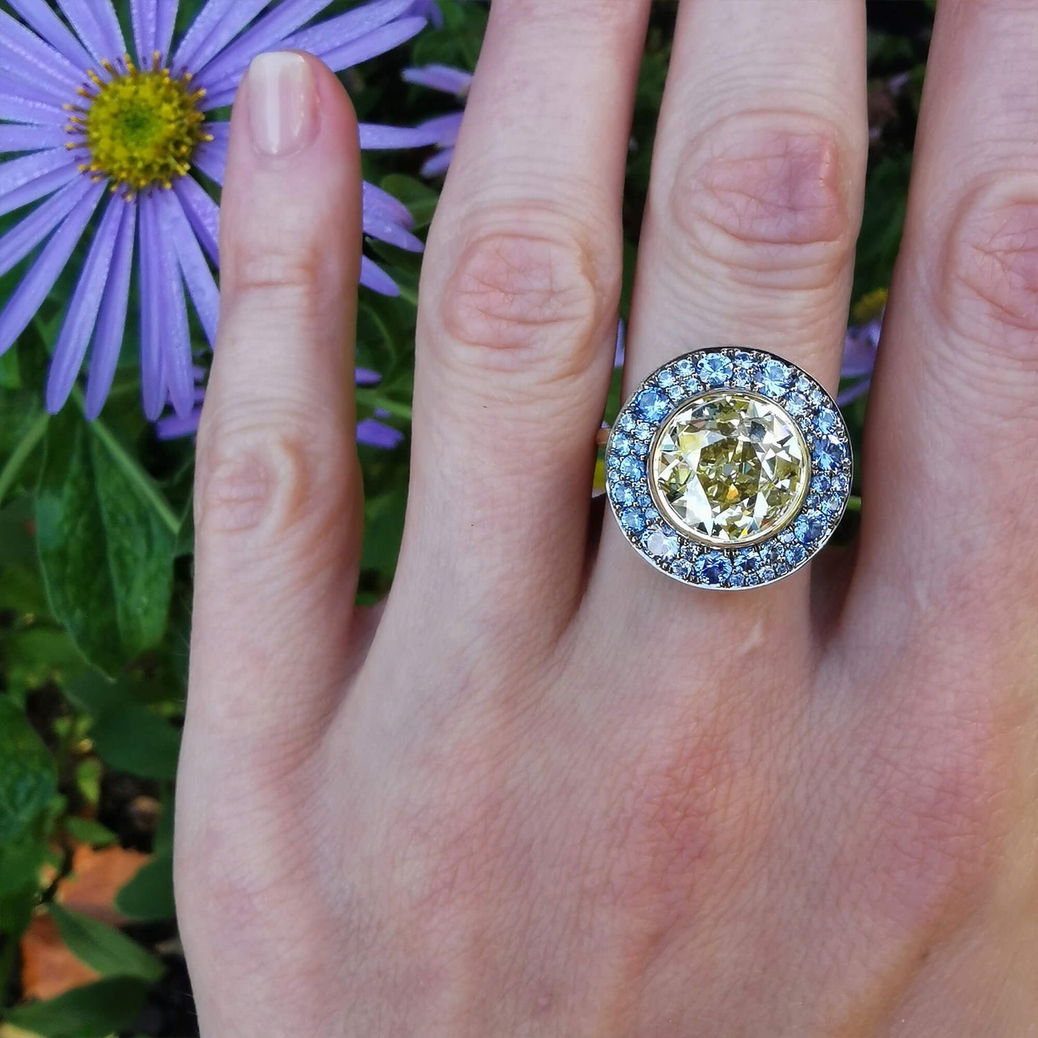 Venus Yellow Diamond and Sapphire Ring